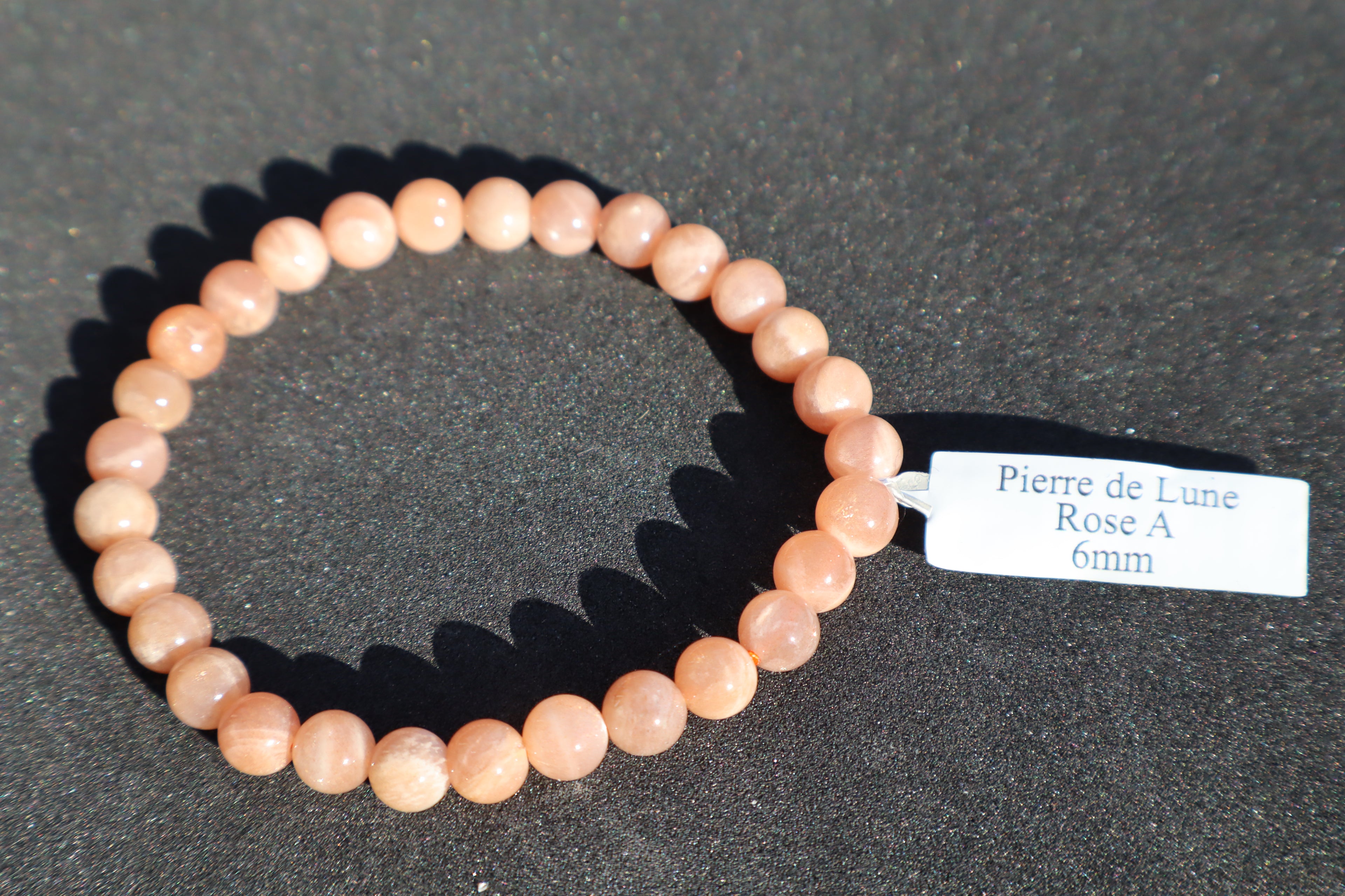 Bracelet Pierre de lune rose 6mm