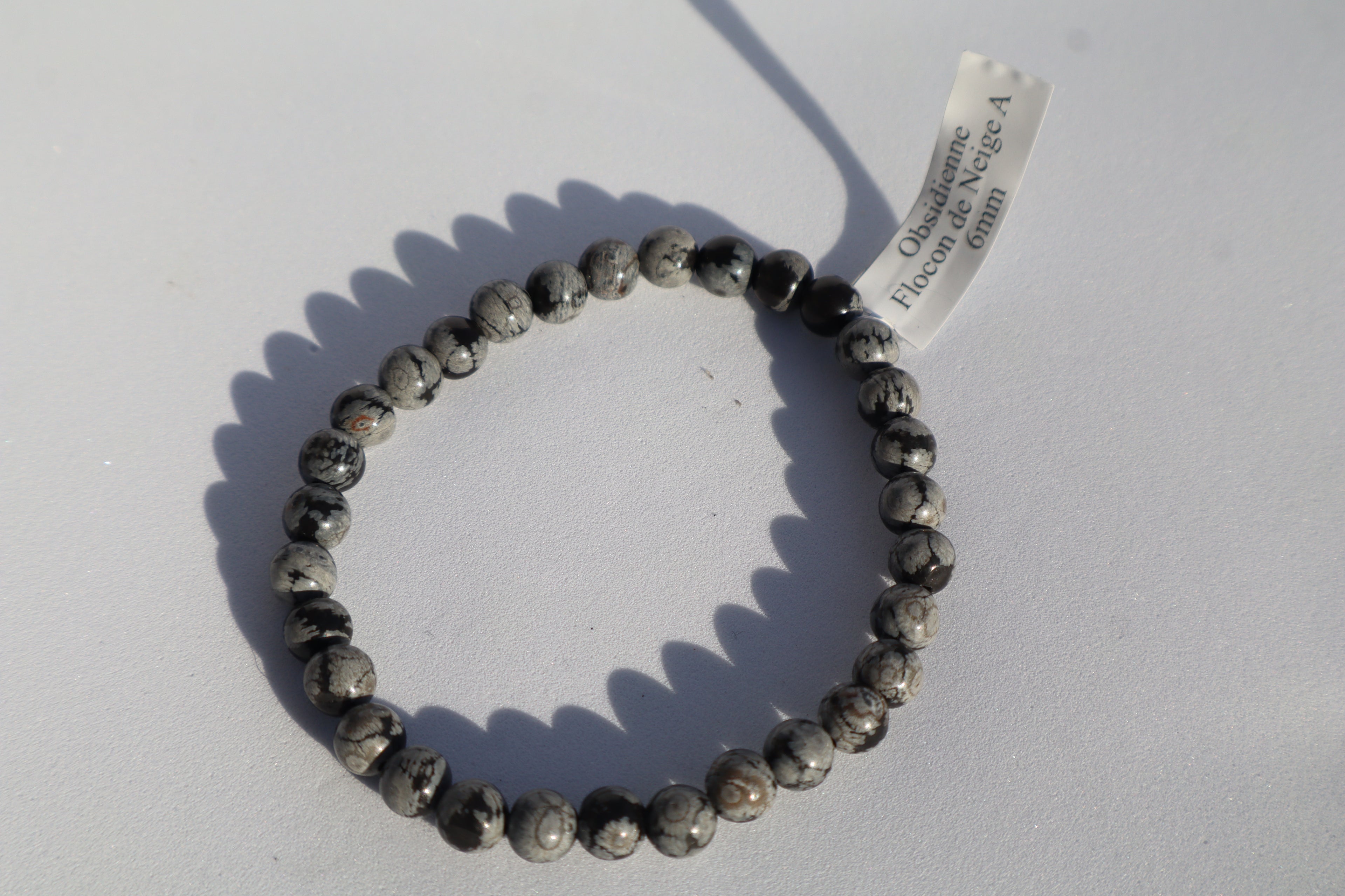 Bracelet Obsidienne flocon de neige 6mm